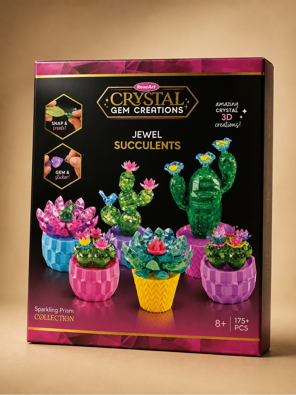 RoseArt Crystal Gem Creations Jewel Succulents Craft Kit – 175+ Pieces